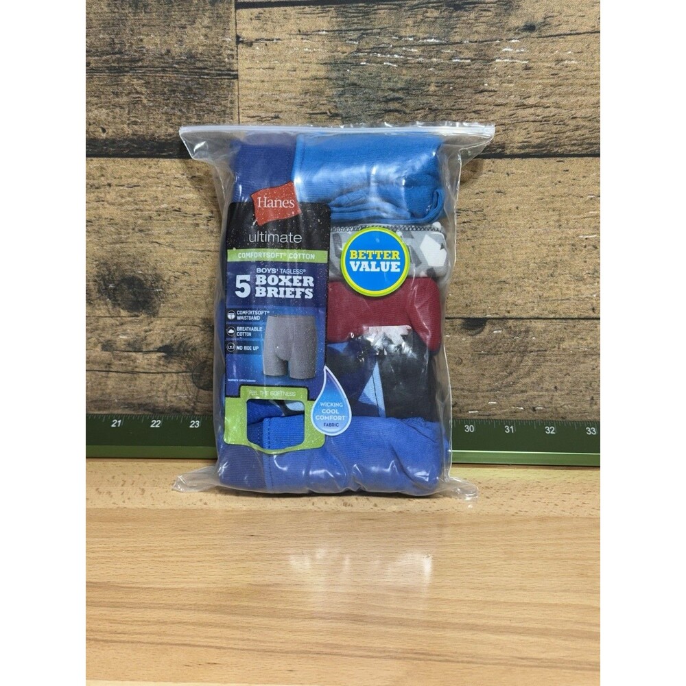 Hanes 5 Boys' Tagless Boxer Briefs No Ride Up Comfort Flex Size XL 18-20 W Camo